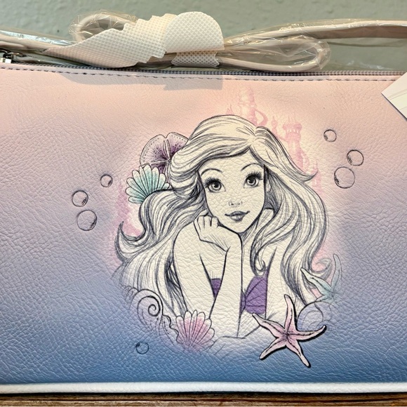 Danielle Nicole Disney Ariel Little Mermaid Purple Ombré Baguette Bag - Picture 3 of 8